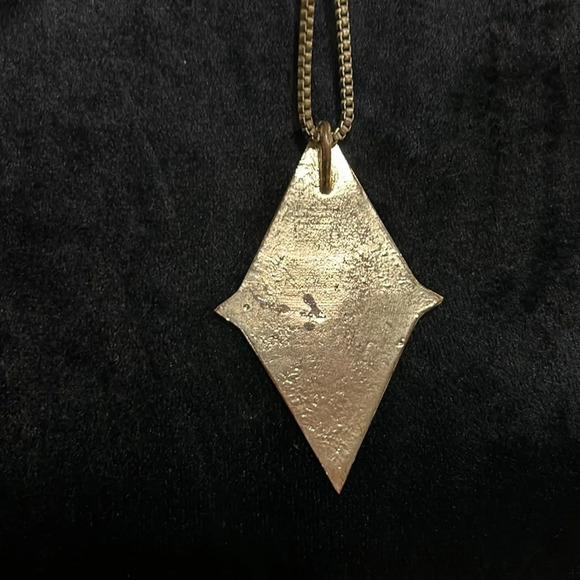 Geometric & Faux Diamond Beads Black & Gold Statement Pendent Long Necklace - Picture 5 of 5